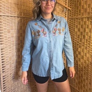 Passion Vintage Embroidered Southwest Denim Shirt